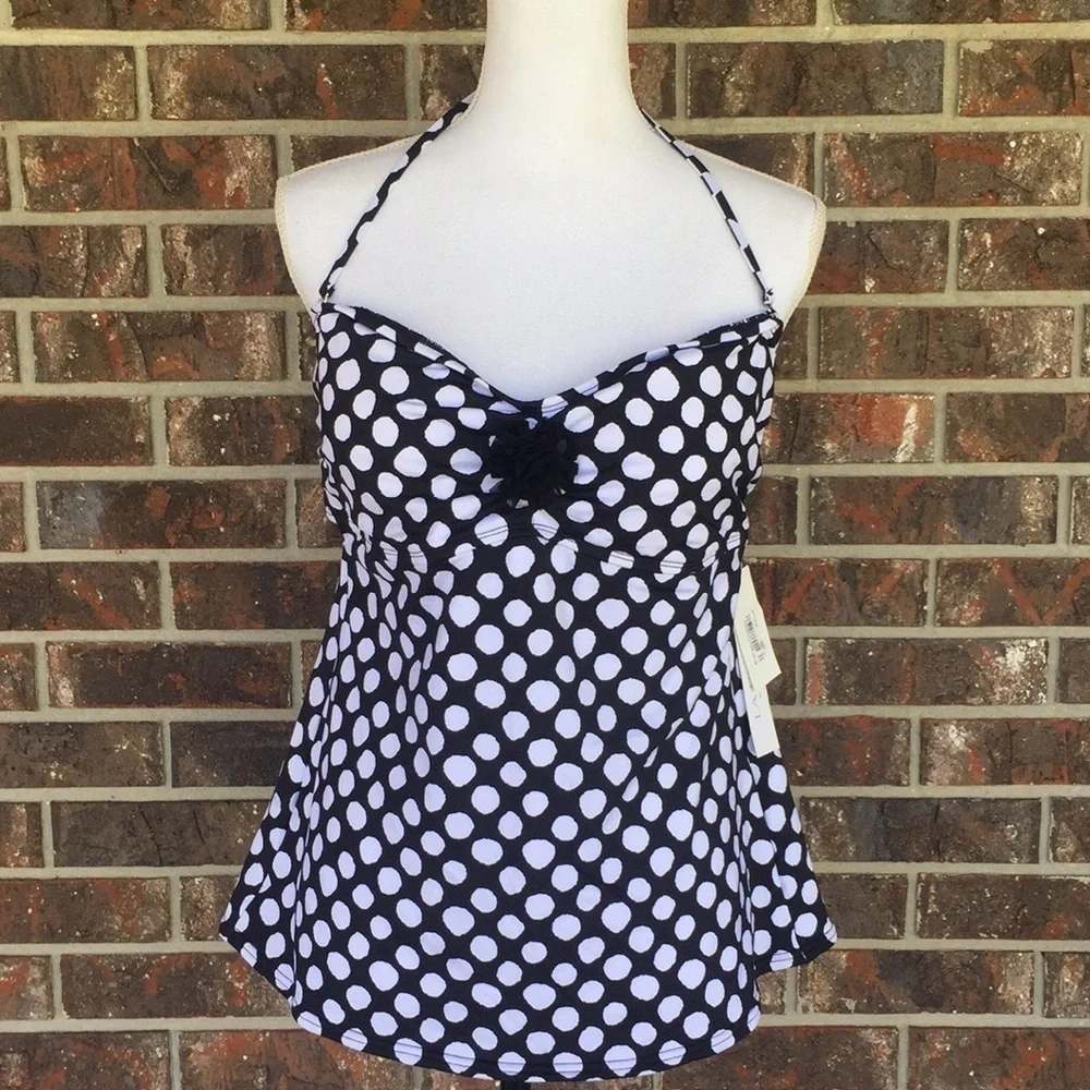 LA Blanca Polka Dot Swimsuit Tankini Top